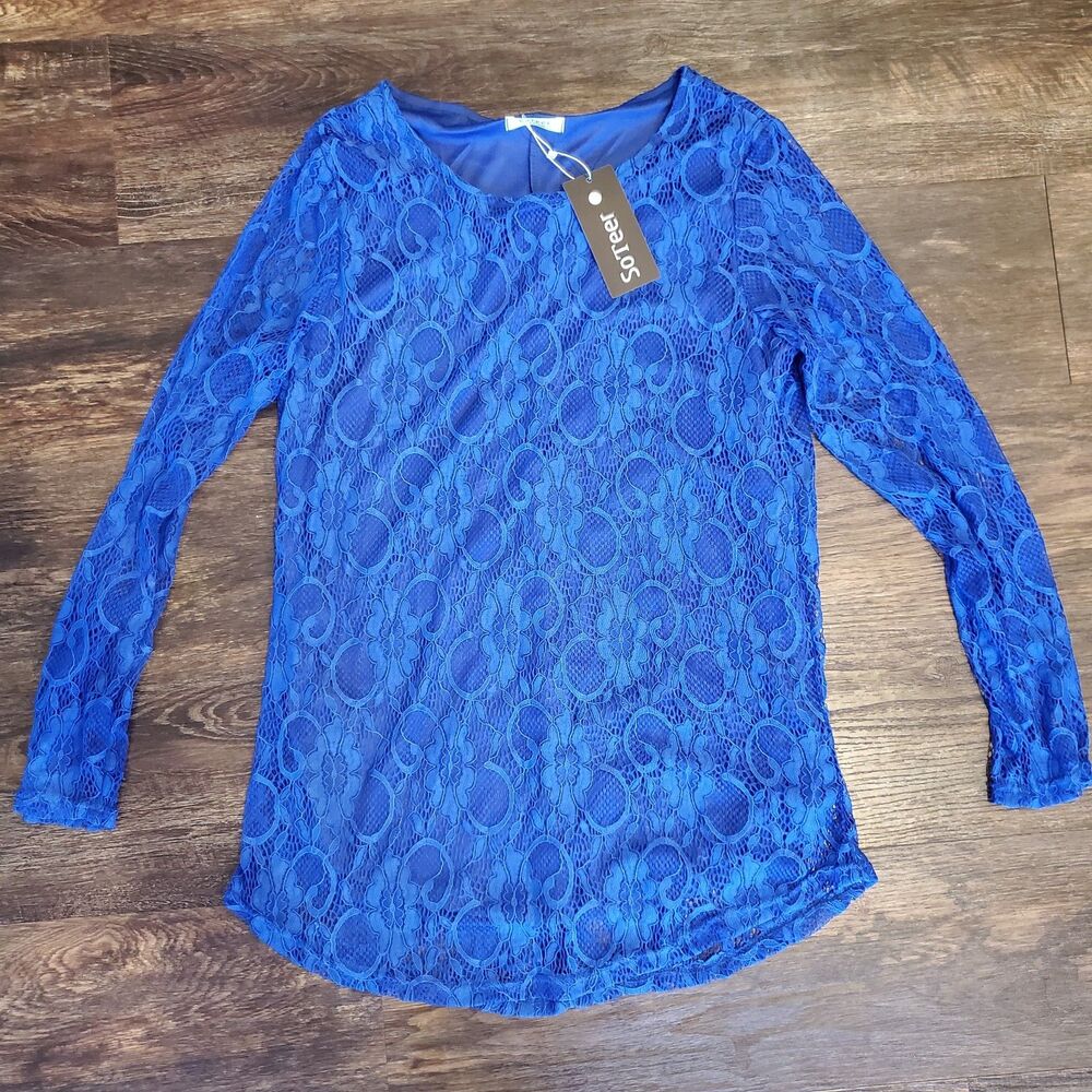NWT SoTeer Blue Lace Size Medium Long Sleeve Top
